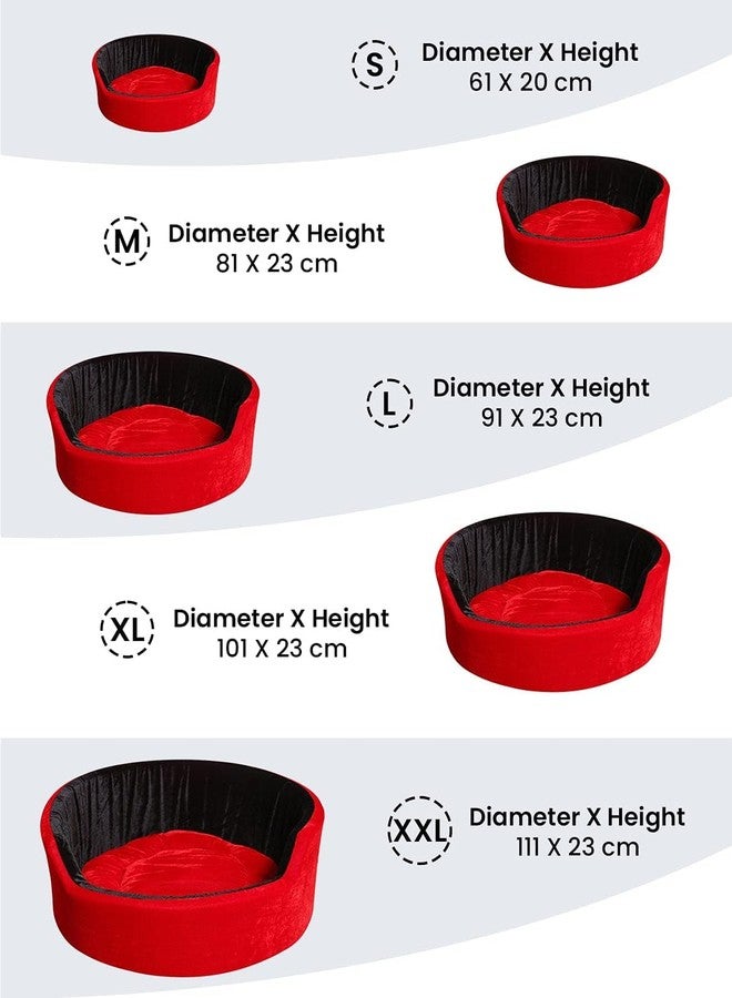 Fluffy's Velvet Round Dual Reversible Dog Cat Pet Bed, Small, Multi-Coloured (RED, S) - Image 5